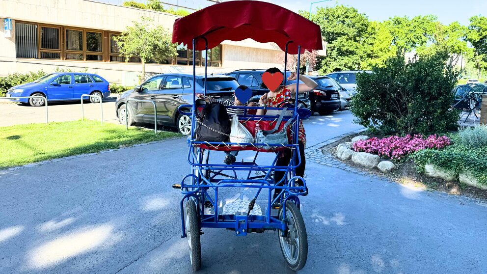 マルギット島でレンタルできる屋根付きの自転車