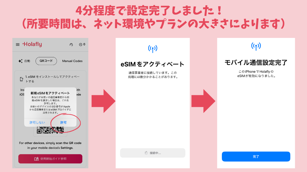 Holafly（オラフライ）のeSIMをインストールする様子