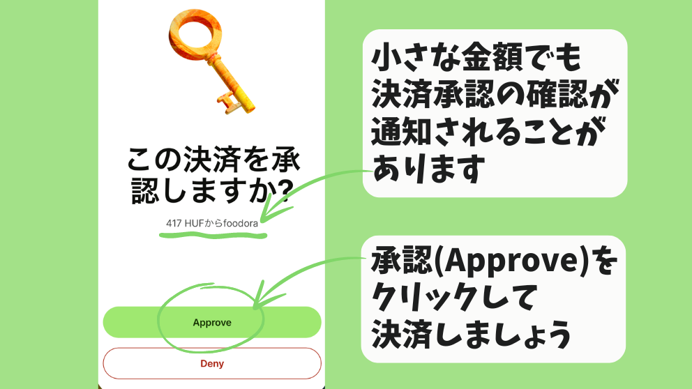 WISEカードに決済承認の通知が来ている画面（スマホ）